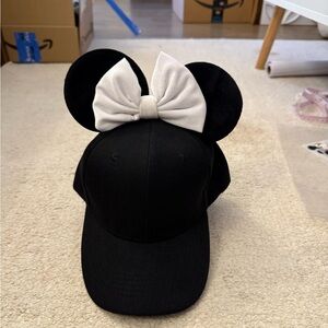 Black Minnie Ears Cap with White Bow and Ears
